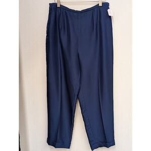 Valerie Stevens Petite Silk Navy Trousers